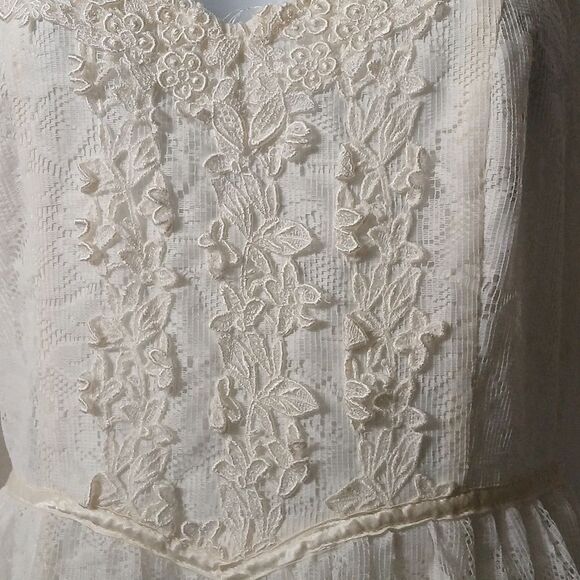 Gunne Sax 70's Romantic Renaissance Bridal sweetheart neckline Cream Sz 7 - Picture 7 of 12
